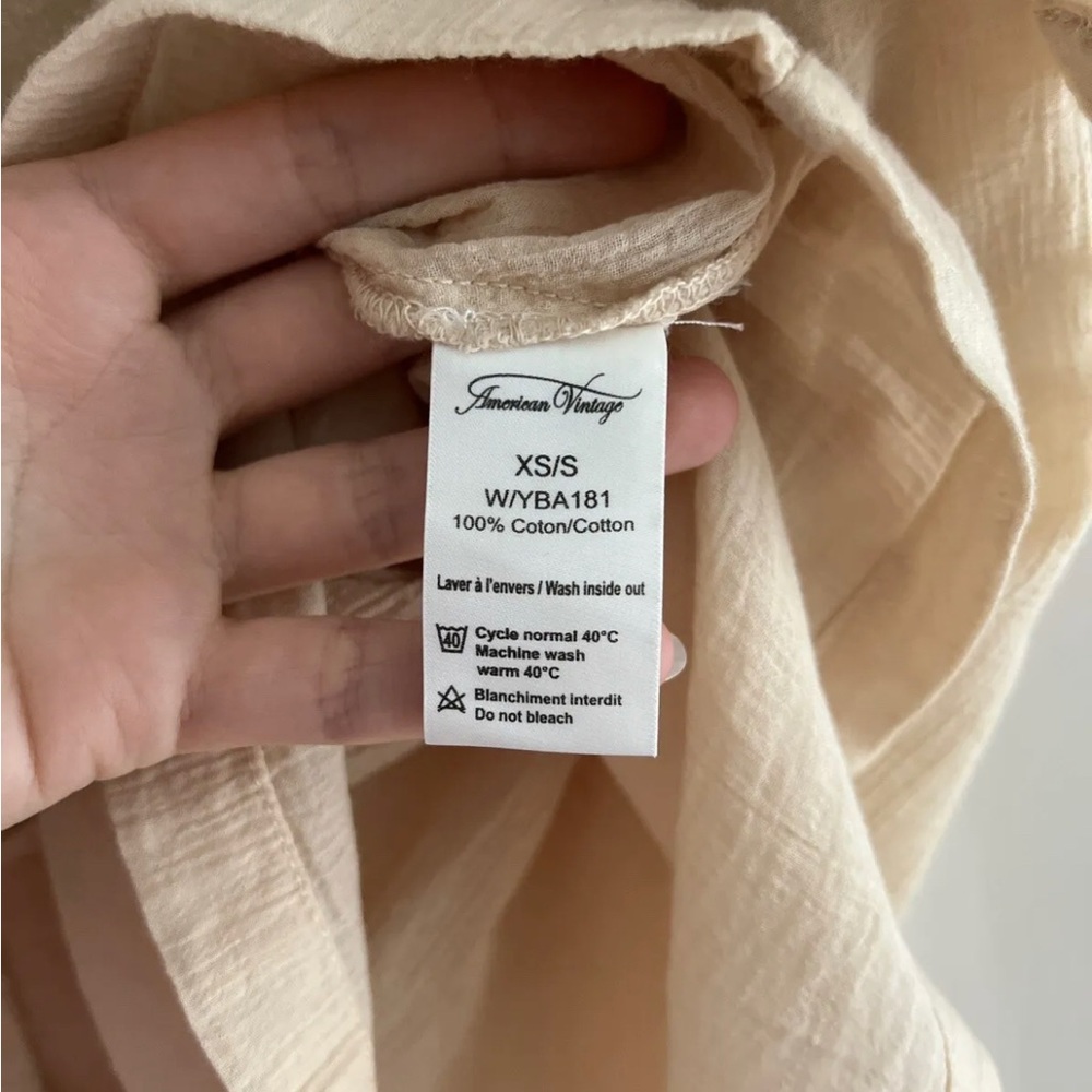 American Vintage New Ybanut Beige Oversized Lagenlook Short Sleeves Top XS/S - Picture 4 of 6